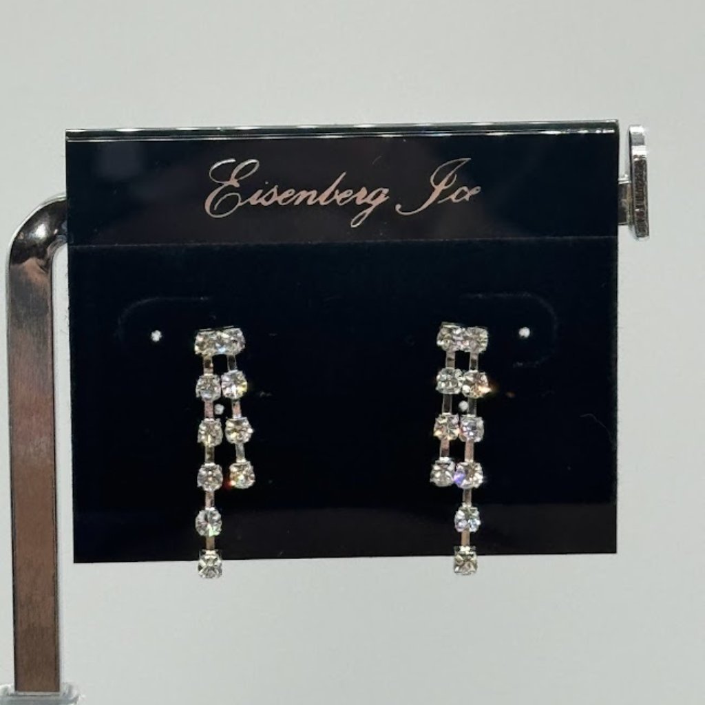 Vintage Eisenberg Ice Cubic Zirconia Drop Dangle Silver Earrings 21$
